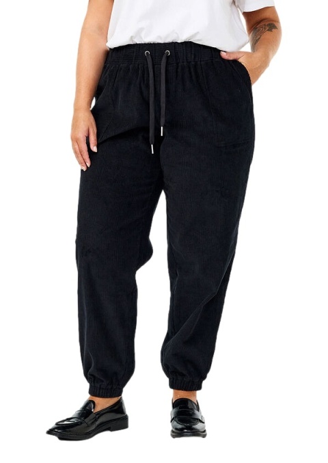 ZIZZI CZARNE LUŹNE SZTRUKSOWE SPODNIE GUMKA 541A