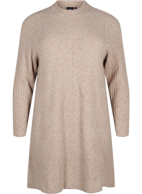 ZIZZI DZIANINOWA SUKIENKA BEŻOWA PRĄŻKI 400G