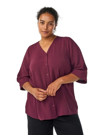 ZIZZI ELEGANCKA BORDOWA BLUZKA DEKOLT GUZIKI 054D