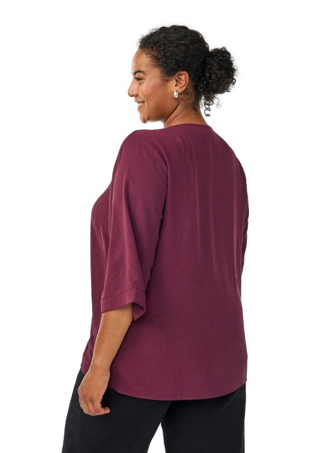 ZIZZI ELEGANCKA BORDOWA BLUZKA DEKOLT GUZIKI 054D