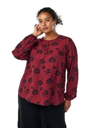 ZIZZI PIĘKNA BORDOWA BLUZKA KWIATY 492C
