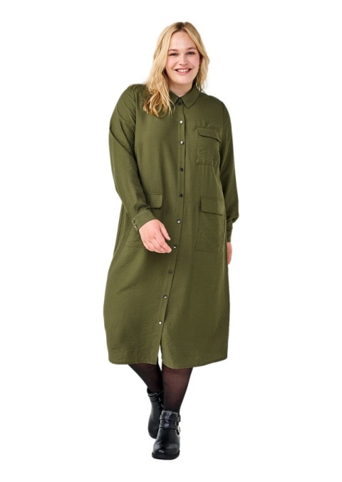 ZIZZI PIĘKNA DŁUGA ZIELONA SUKIENKA KIESZENIE 247B