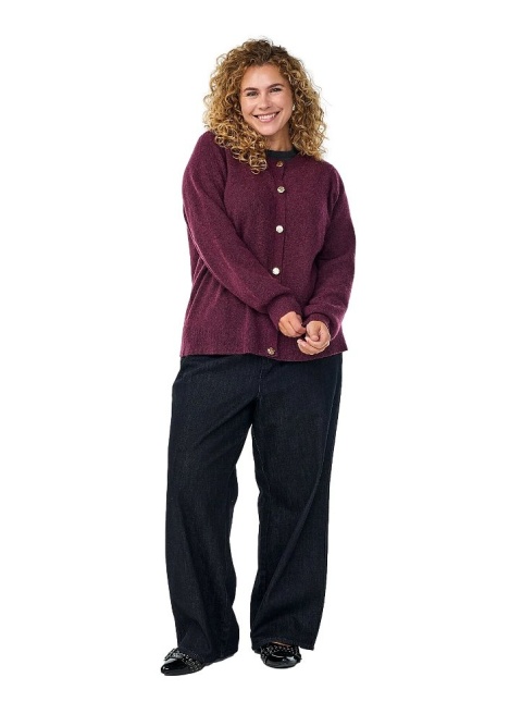 ZIZZI PIĘKNY KARDGIAN SWETER BORDOWY DZIANINA GUZIKI 473C