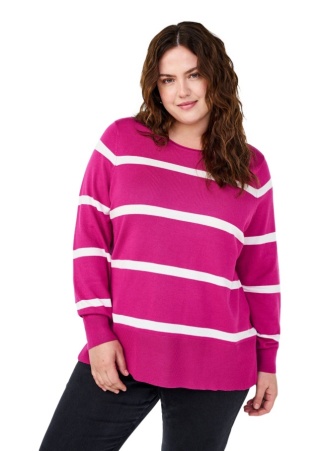 ZIZZI RÓŻOWA DZIANINOWA BLUZKA SWETER PASKI 099L