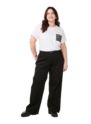 ZIZZI SPODNIE JEANSY CZARNE PROSTA NOGAWKA WYSOKI STAN 071C