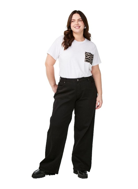 ZIZZI SPODNIE JEANSY CZARNE PROSTA NOGAWKA WYSOKI STAN 071C