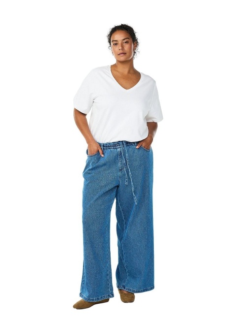 ZIZZI SPODNIE Z SZEROKIMI NOGAWKAMI LUŹNE NA GUMCE N78 122A