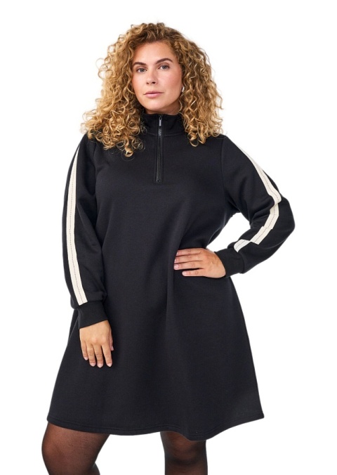 ZIZZI SPORTOWA CZARNA TUNIKA DRESOWA SUWAK 596D