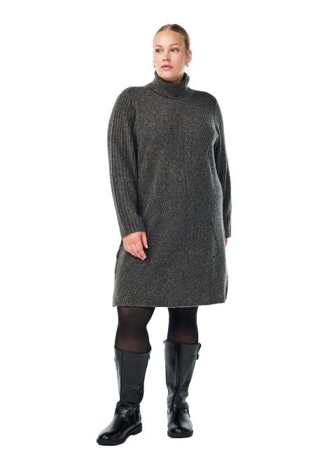 ZIZZI SZARA SUKIENKA DZIANINOWA PRĄŻKI GOLF 517D