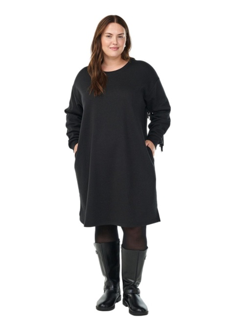 ZIZZI WYGODNA CZARNA SUKIENKA DRESOWA OZDOBY 670A