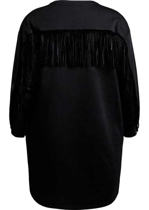 ZIZZI WYGODNA CZARNA SUKIENKA DRESOWA OZDOBY 670A