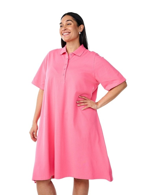 ZIZZI WYGODNA SUKIENKA RÓŻOWA POLO BAWEŁNA 601B