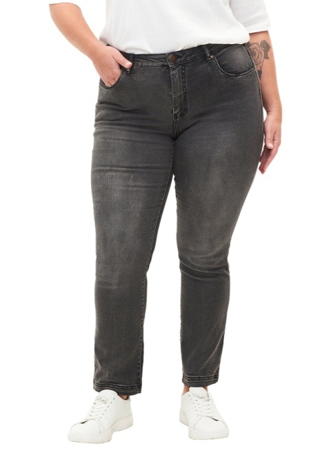 ZIZZI WYGODNE SZARE PROSTE JEANSY N78 305A
