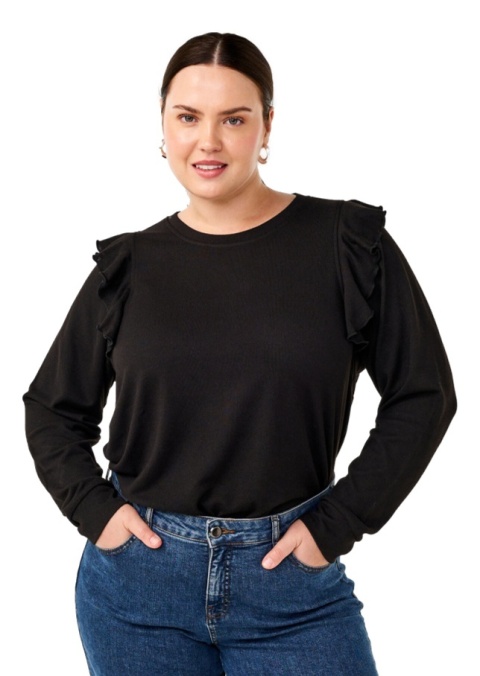 ZIZZI WYJĄTKOWA CZARNA BLUZKA FALBANA 293C