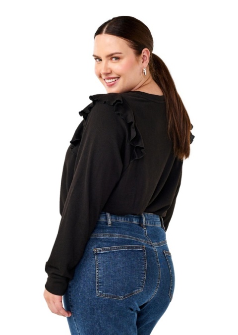 ZIZZI WYJĄTKOWA CZARNA BLUZKA FALBANA 293C
