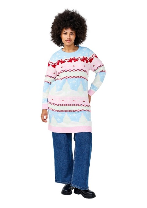 ZIZZI DZIANINOWA SUKIENKA TUNIKA ŚWIĄTECZNY WZÓR 357B