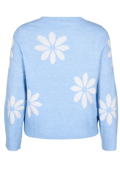 ZIZZI PIĘKNA BŁĘKITNA BLUZKA DZIANINA SWETER KWIATY 410A