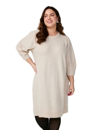 ZIZZI BEŻOWA DZIANINOWA SUKIENKA BUFKI 279H