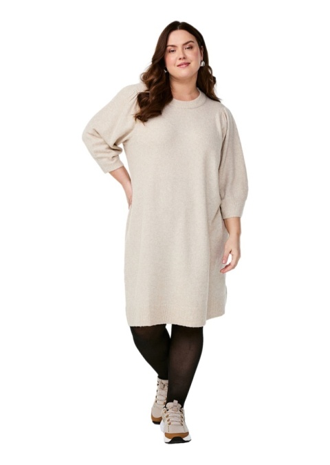 ZIZZI BEŻOWA DZIANINOWA SUKIENKA BUFKI 279H