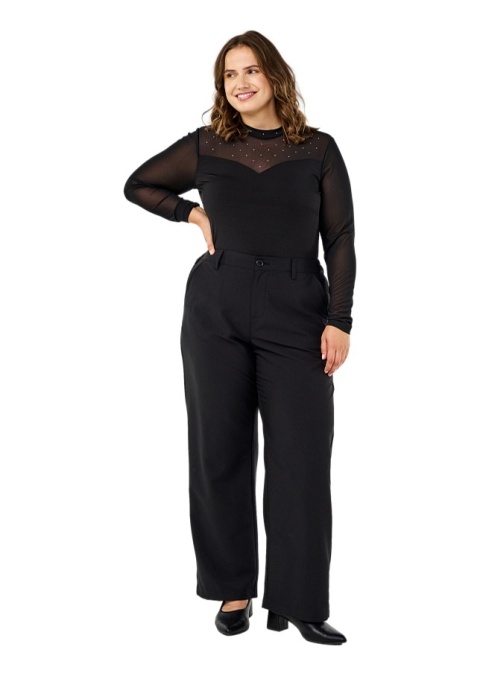 ZIZZI CZARNE IMPREZOWE BODY Z SIATECZKĄ CYRKONIE 282A