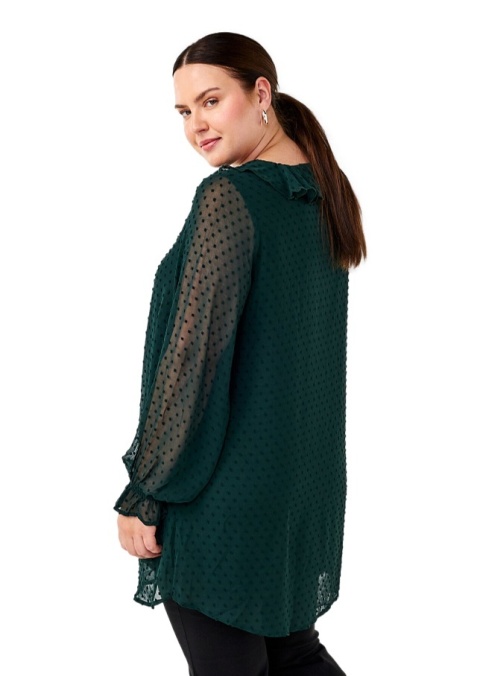 ZIZZI ZIELONA TUNIKA FALBANA WZÓR KROPKI 090E