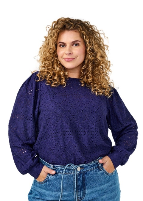 ZIZZI GRANATOWA BLUZKA AŻUROWY WZÓR 414B
