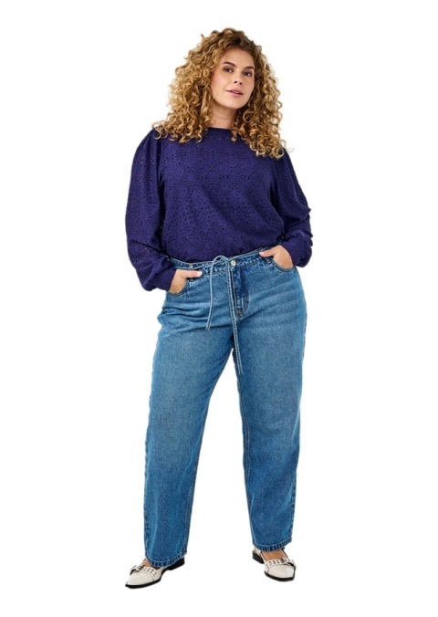 ZIZZI GRANATOWA BLUZKA AŻUROWY WZÓR 414B