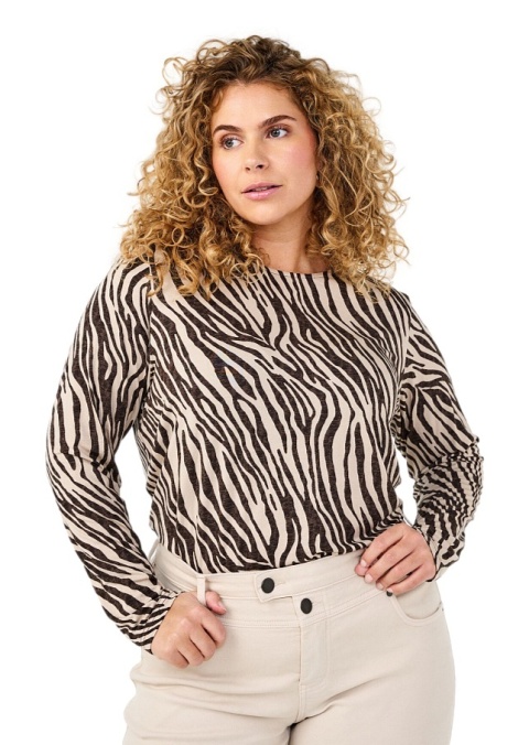 ZIZZI MODNA BEŻOWA BLUZKA WZÓR ZEBRA 512A