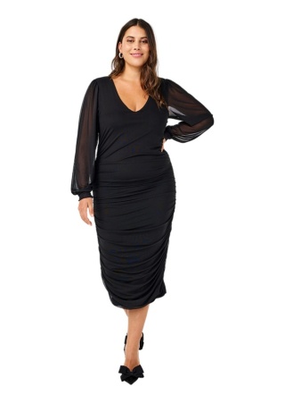 ZIZZI CZARNA ELEGANCKA DRAPOWANA SUKIENKA MIDI 263A