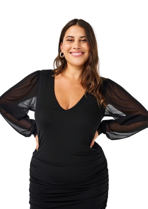 ZIZZI CZARNA ELEGANCKA DRAPOWANA SUKIENKA MIDI 263A