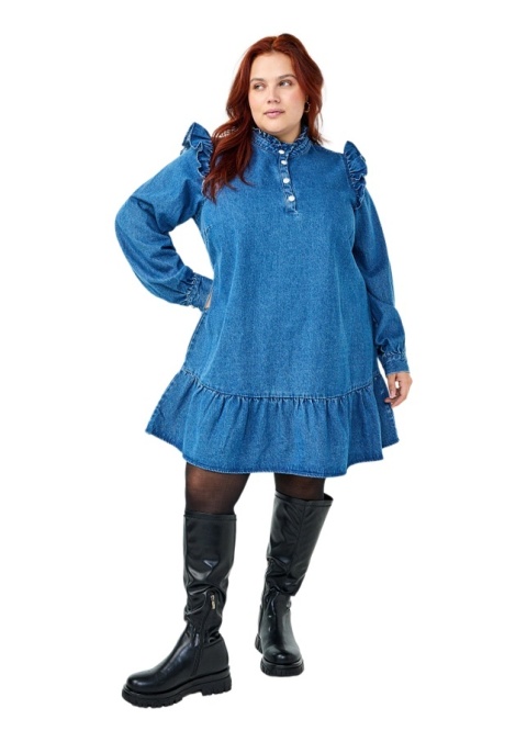 ZIZZI JEANSOWA SUKIENKA TUNIKA FALBANY 587C