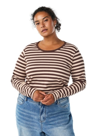 ZIZZI PRĄŻKOWANA BRĄZOWA BLUZKA PASKI BAWEŁNA 431A