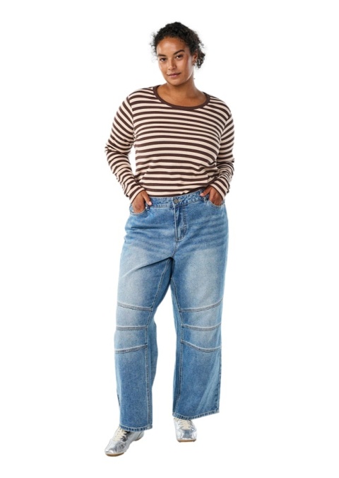 ZIZZI PRĄŻKOWANA BRĄZOWA BLUZKA PASKI BAWEŁNA 431A