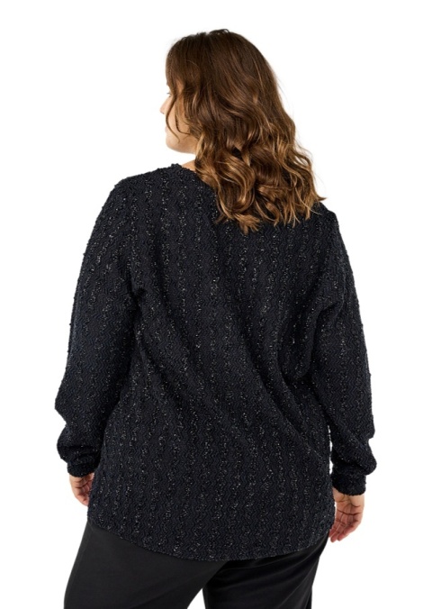 ZIZZI ELEGANCKA CZARNA BŁYSZCZĄCA BLUZKA STRUKTURA 283A