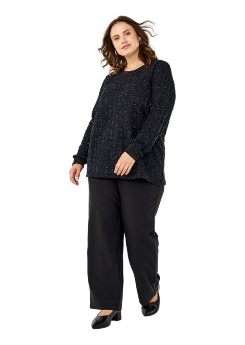 ZIZZI ELEGANCKA CZARNA BŁYSZCZĄCA BLUZKA STRUKTURA 283A