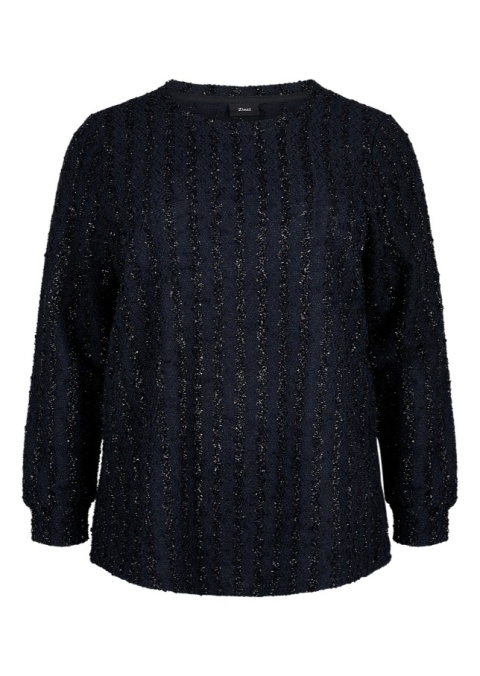 ZIZZI ELEGANCKA CZARNA BŁYSZCZĄCA BLUZKA STRUKTURA 283A