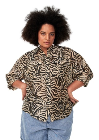 ZIZZI ORYGINALNA BRĄZOWA KOSZULA NADRUK ZEBRA 434A