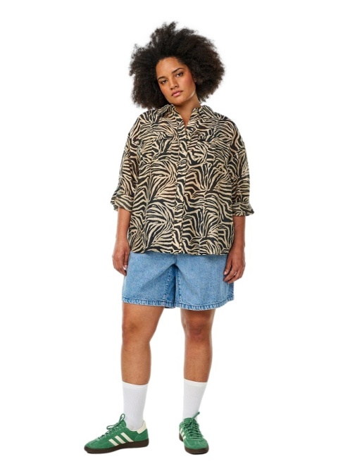 ZIZZI ORYGINALNA BRĄZOWA KOSZULA NADRUK ZEBRA 434A