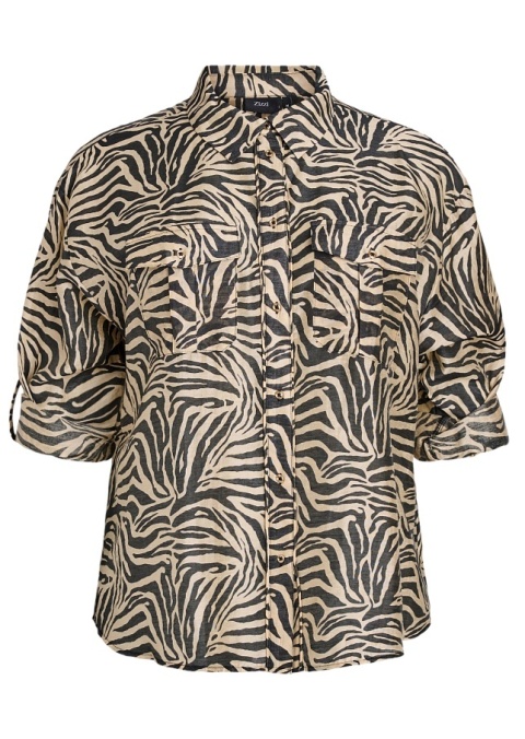 ZIZZI ORYGINALNA BRĄZOWA KOSZULA NADRUK ZEBRA 434A