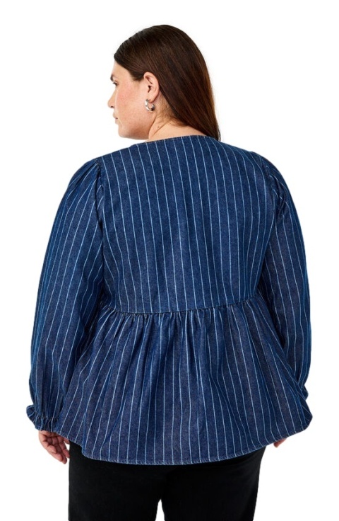 ZIZZI JEANSOWA GRANATOWA BLUZKA WIĄZANIE BAWEŁNA 587F