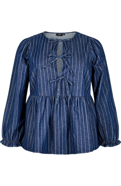 ZIZZI JEANSOWA GRANATOWA BLUZKA WIĄZANIE BAWEŁNA 587F