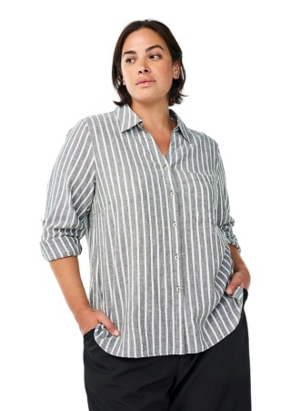 ZIZZI KLASYCZNA ZIELONA KOSZULA PASKI WISKOZA LEN 077H