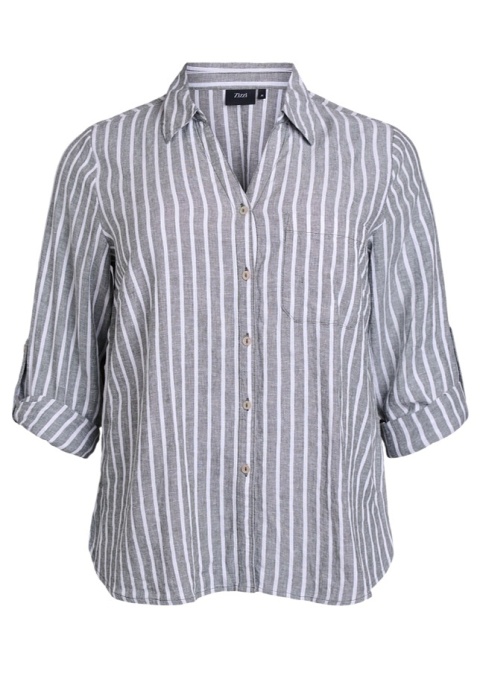 ZIZZI KLASYCZNA ZIELONA KOSZULA PASKI WISKOZA LEN 077H