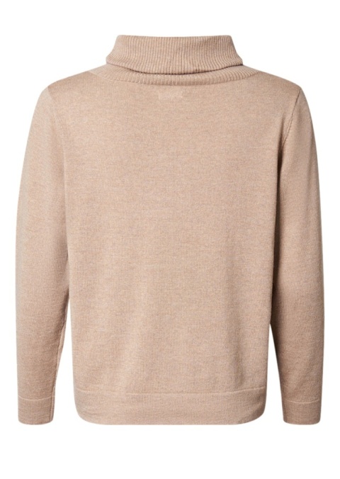 LIND BEŻOWY DZIANINOWY SWETER Z GOLFEM WEŁNA L626