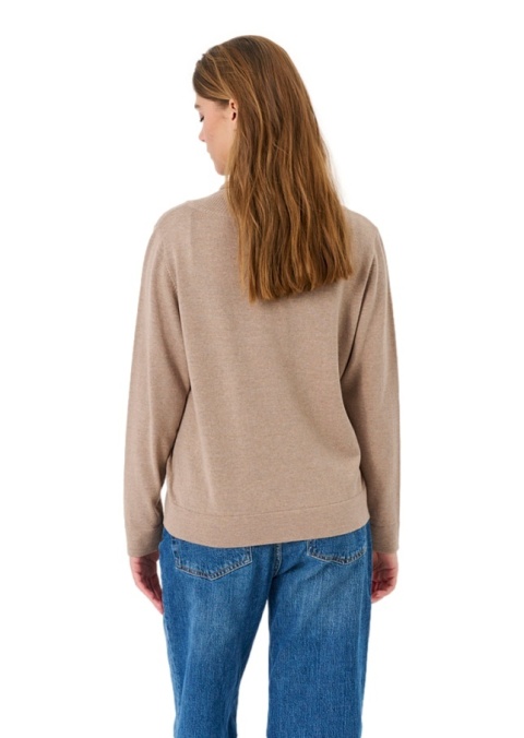 LIND BEŻOWY DZIANINOWY SWETER Z GOLFEM WEŁNA L626