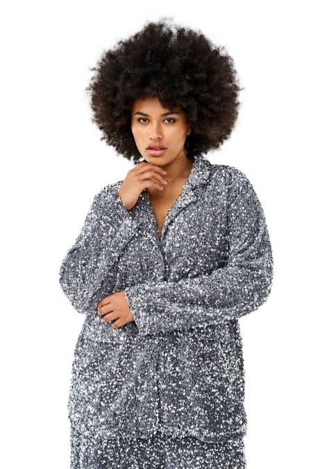 ZIZZI FANTASTYCZNA SREBRNA MARYNARKA CEKINY 276C