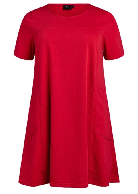 ZIZZI CZERWONA JERSEYOWA SUKIENKA KIESZENIE 199A