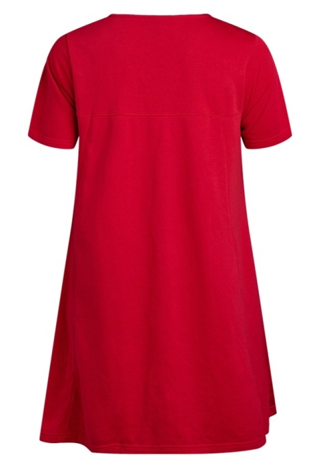 ZIZZI CZERWONA JERSEYOWA SUKIENKA KIESZENIE 199A