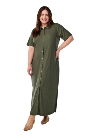 ZIZZI PRĄŻKOWANA ZIELONA SUKIENKA MAXI GUZIKI 682A