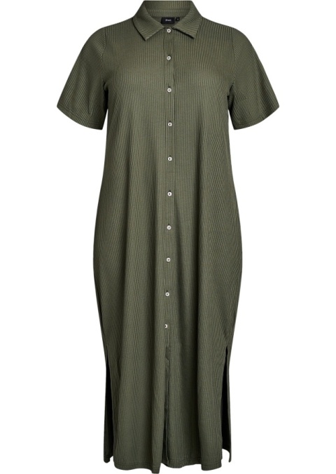 ZIZZI PRĄŻKOWANA ZIELONA SUKIENKA MAXI GUZIKI 682A